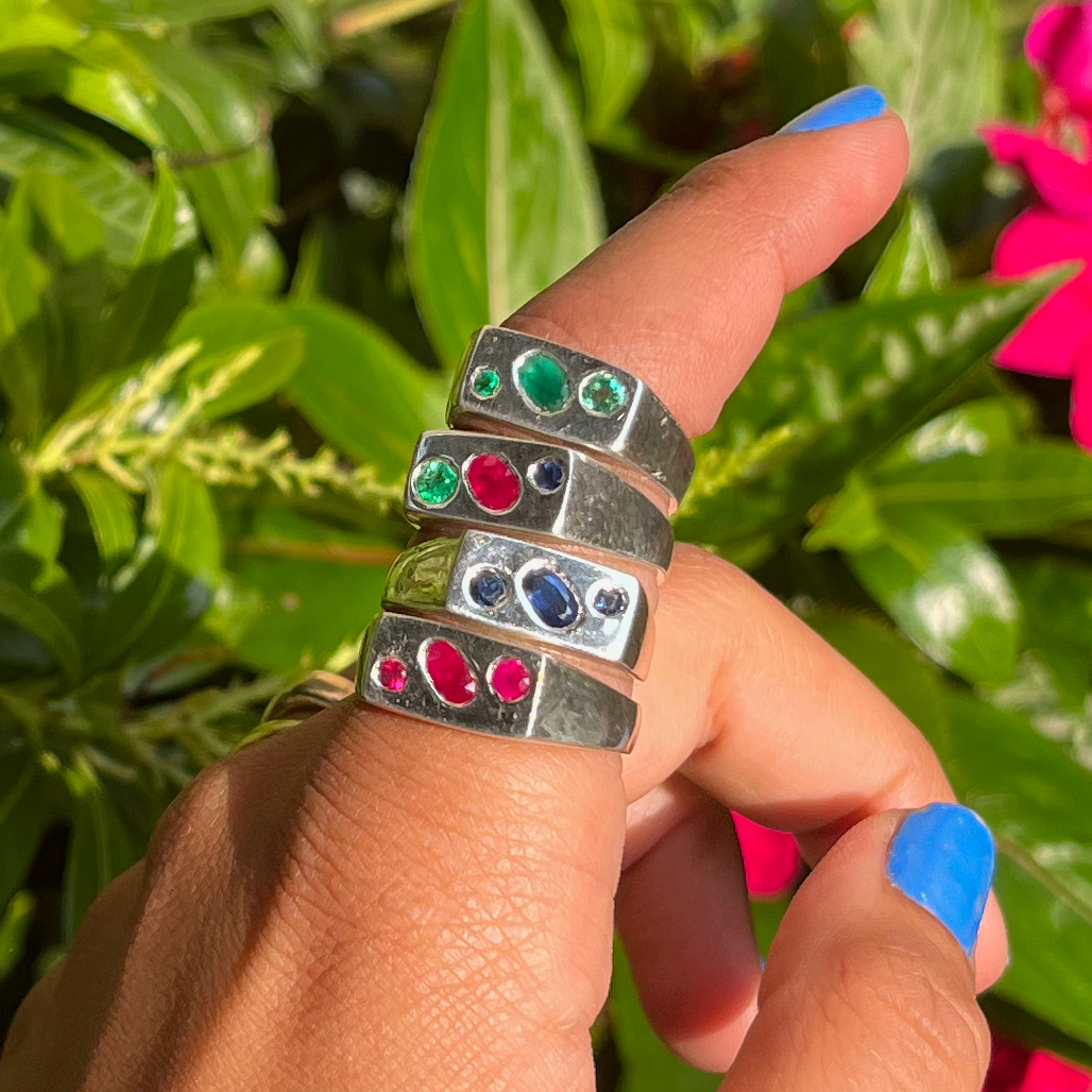 Sapphire Triple Bar Ring